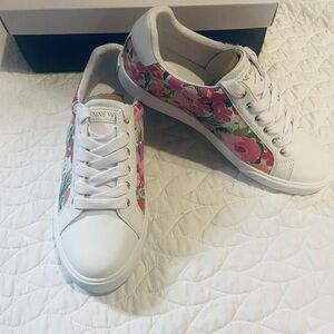 Nine West White Sneakers with Pink Floral Panels